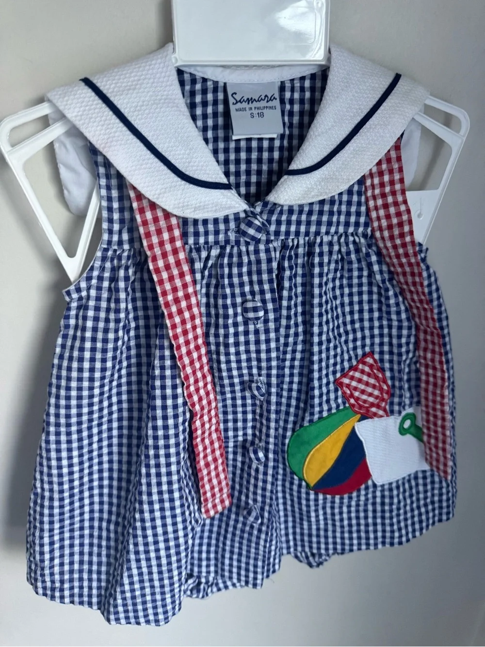 Samara Vintage Blue Gingham Nautical 2 Piece Set Size 18M